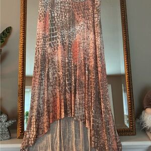 Tommy Bahama High Low Animal Print Skirt - Brown and Pink